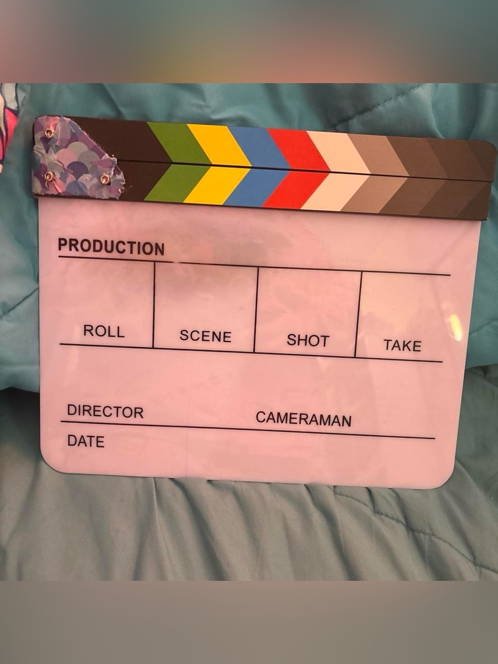 Dry erase Clapperboard with Multicolor Top
